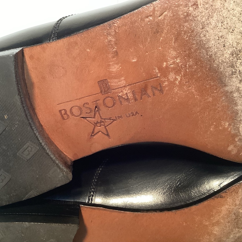 Vintage Bostonian Black Leather Cap Toe Oxfords Men’s size 8 1/2 Made In USA - Picture 9 of 11